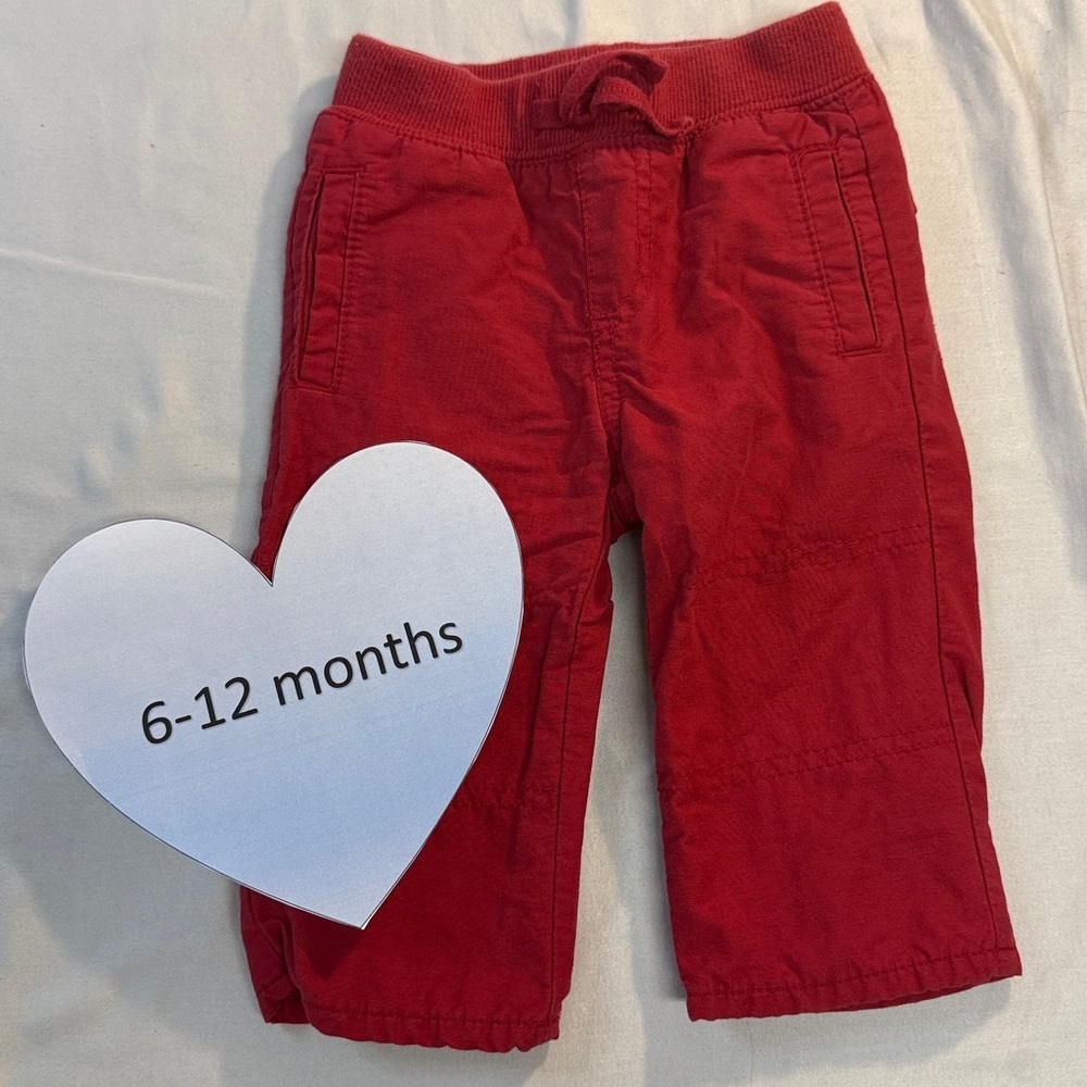Gymboree - Lined Red Corduroy pants with elastic waistband